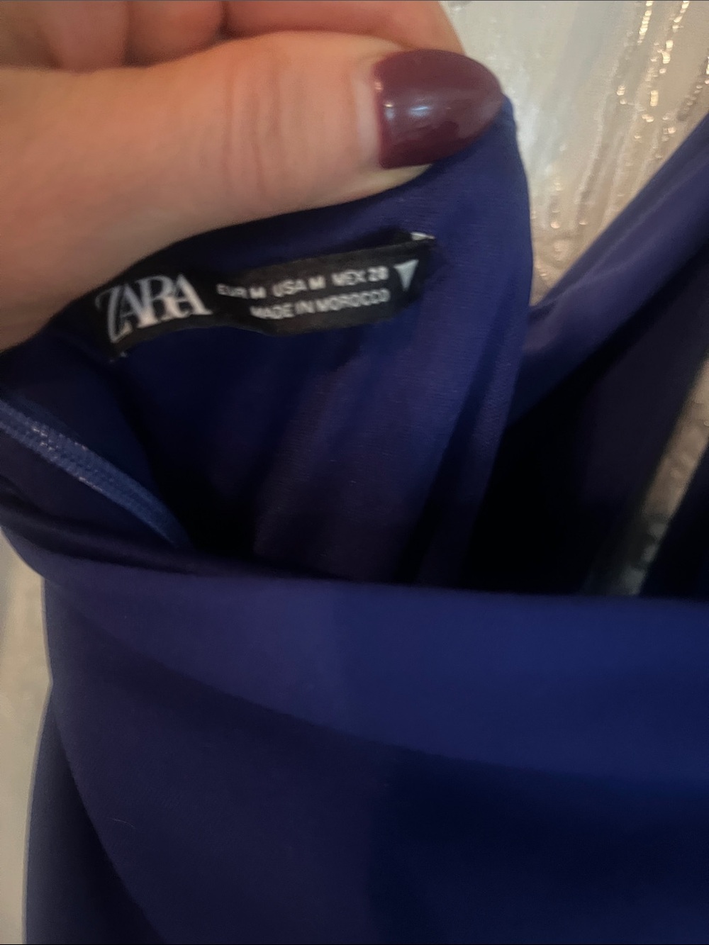 NWOT Zara Halter Halter Crossover Bodysuit Rose Rosette Electric Purple Blue M - Picture 8 of 8